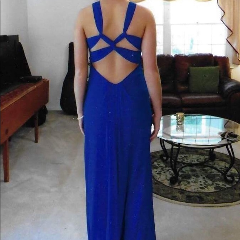 Blue Chiffon Prom or Formal Dress - Picture 2 of 4